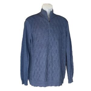 Cashmere Blend Joseph Abboud Mens Blue Sweater 1/4 Zip Long Sleeve Pullover XL